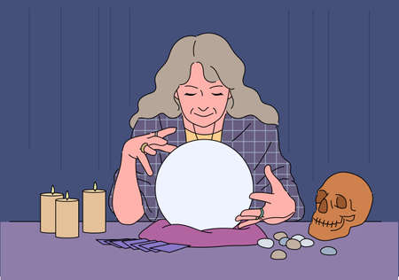 A astrologer is divination with a marble.のイラスト素材
