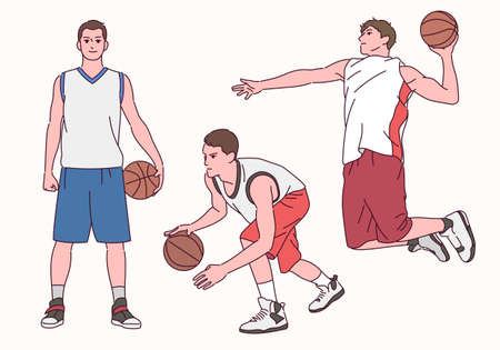 Basketball player character. A basketball player playing in a nice pose.のイラスト素材