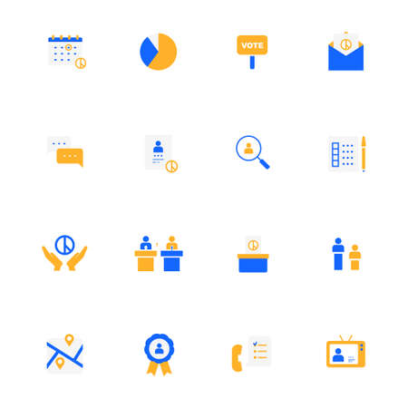 Election icon set. flat design style minimal vector illustration.のイラスト素材