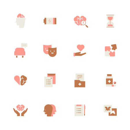 Psychological counseling icon collection. flat design style minimal vector illustration.のイラスト素材