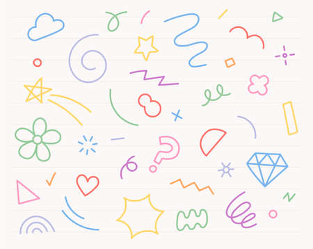 Freehand scribbles with colored pens. Simple pattern design template.のイラスト素材