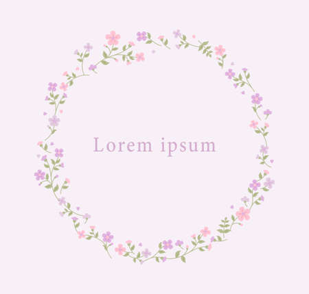 Card design with floral pattern in round frame. Simple pattern design template.のイラスト素材