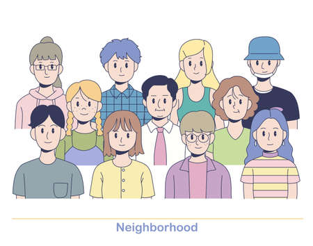 Various people upper body icons. hand drawn style vector design illustrations.
