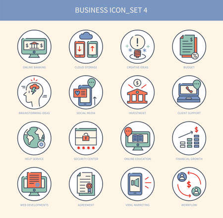 business icon set. hand drawn style vector design illustrations.のイラスト素材