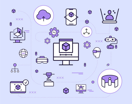 3D technology icon composition. flat design style minimal vector illustration.のイラスト素材