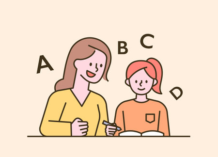 Children sitting at their desks and homeschooling. flat design style minimal vector illustration.のイラスト素材
