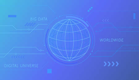 Network GUI concept template with Earth on dark blue background. Simple pattern design template.のイラスト素材