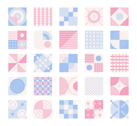Pattern design made of garden and square shapes. Simple pattern design template.のイラスト素材