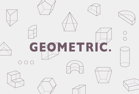 Perspective figures of various shapes are arranged in patterns. Simple pattern design template.