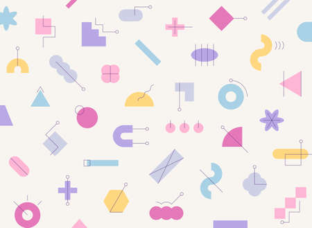 A design in which various shapes of shapes harmonize with the line decoration. Simple pattern design...