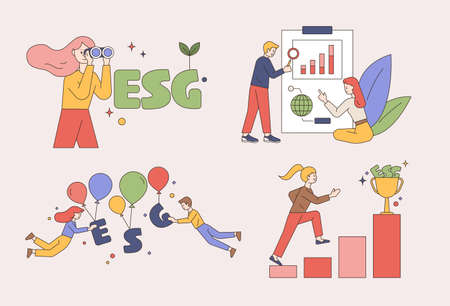 Environmental, social, corporate governance business illustration. flat design style minimal vector illustration.のイラスト素材