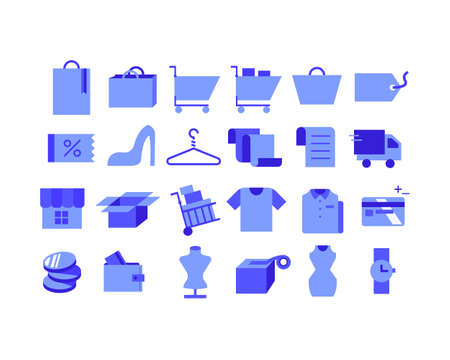 Shopping icons collection.. flat design style minimal vector illustration.のイラスト素材