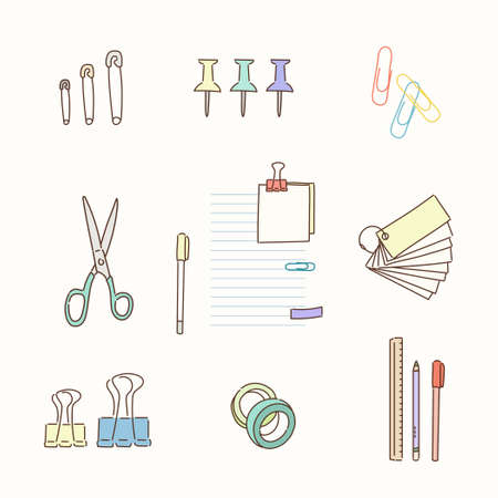 Stationery collection. hand drawn style vector design illustrations.のイラスト素材