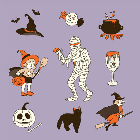Collection of Halloween objects.のイラスト素材