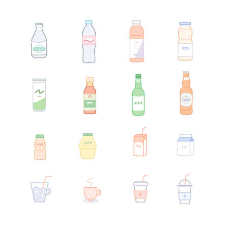 different types of drinks. hand drawn style vector design illustrations.のイラスト素材