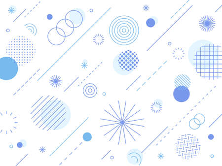 Texture shapes created by thin lines of cool blue color. Simple pattern design template.