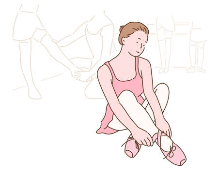 Cute Ballerina character. hand drawn style vector design illustrations.のイラスト素材
