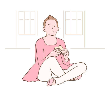 Cute Ballerina character. hand drawn style vector design illustrations.のイラスト素材