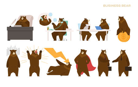 Business bear character collection.のイラスト素材