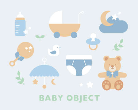 Cute icons for babies. flat design style minimal vector illustration.のイラスト素材