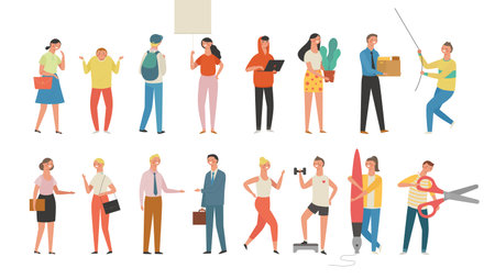 People standing with different gestures.のイラスト素材