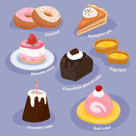 Sweet dessert bakery menu. flat design style minimal vector illustration.