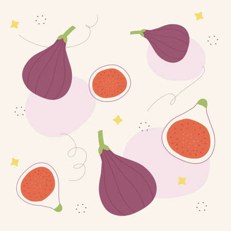 Background design with simple figs arranged randomly. Simple pattern design template.