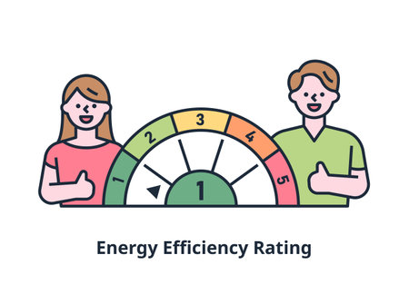 Logo sticker indicating energy efficiency rating. outline simple vector illustration.のイラスト素材