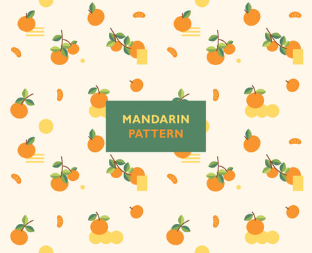 Cute and refreshing mandarin pattern. Simple pattern design template.のイラスト素材