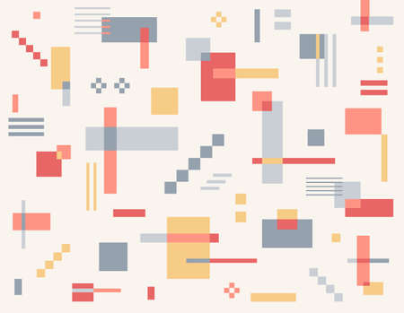 Squares of various shapes and sizes are intertwined to create a retro style. Simple pattern design template.のイラスト素材