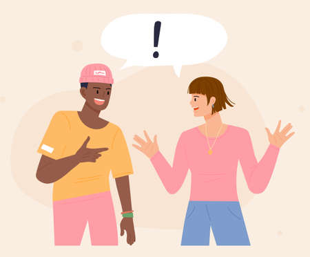 Two friends are talking. flat design style vector illustration.のイラスト素材