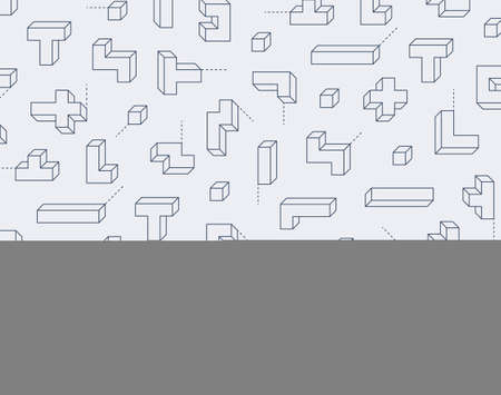 Three-dimensional game blocks line icon pattern. Simple pattern design template.のイラスト素材