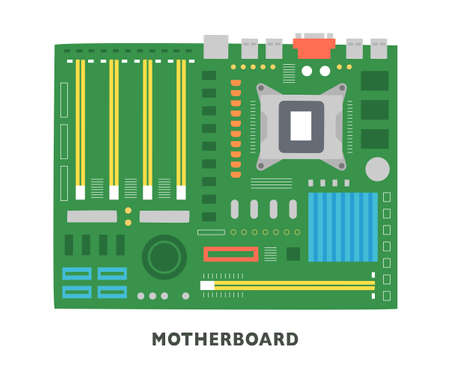 computer parts. motherboard. flat design style vector illustration.のイラスト素材
