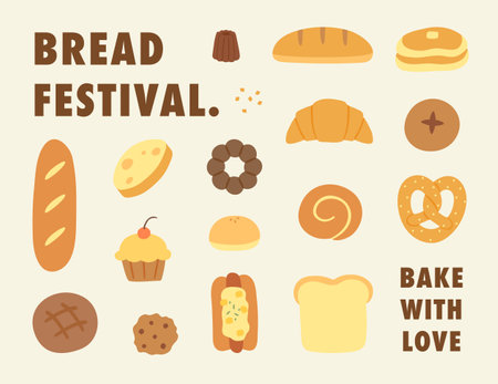 A collection of various menus from the bakery.のイラスト素材