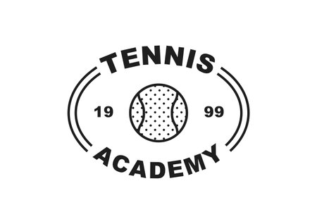 Tennis club logo. There is a tennis ball in the center and the text is written in an oval.のイラスト素材