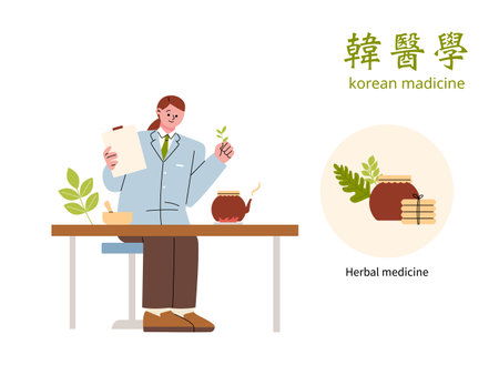 A doctor is prescribing herbal herbs.のイラスト素材