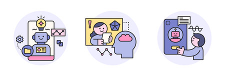Artificial Intelligence. Brain data and robot analytics.のイラスト素材