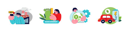 Activities for environmental protection. Environmentally conscious people and policies to protect the environment.のイラスト素材