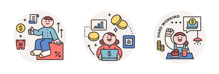 Finance and people, accounts for household economic growth, investment plan management. financial plan. Vector illustration.のイラスト素材