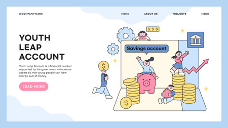 Finance and people, accounts for household economic growth, investment plan management. Vector webpage illustration.のイラスト素材