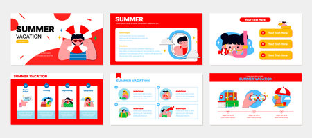 People enjoying summer. Sea and overseas tourism. Summer vacation event marketing banner template.のイラスト素材
