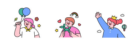 family month. People who appreciate their parents and love their children. Children having a children's day party.のイラスト素材