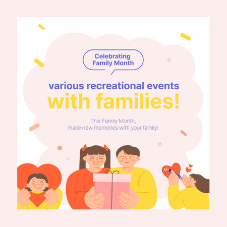 family month. Children are holding gift boxes. Event web banner.のイラスト素材