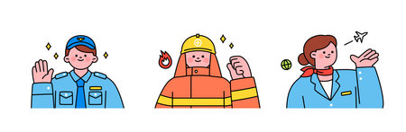Labor Day. people who are working. A character in a uniform. Police, firefighters, flight attendants.のイラスト素材