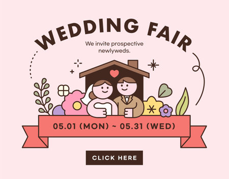 wedding. Wedding fair poster banner for newlyweds.のイラスト素材