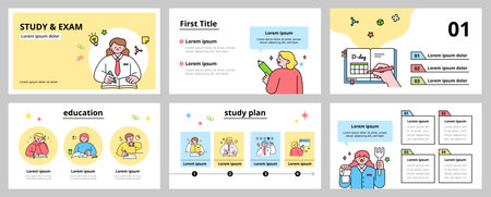 Education. Students studying hard and taking exams. Information page for students taking the exam.のイラスト素材