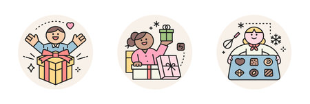 World Chocolate Day. Cute characters and sweet chocolate. event present, valentines day gift, cookies.のイラスト素材