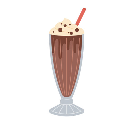 Chocolate Chip Cookie Pieces and Chocolate Milkshake. simple vector illustration.のイラスト素材