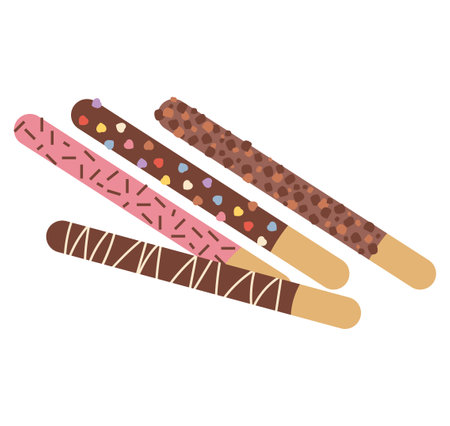 Chocolate sweet stick bread. simple vector illustration.のイラスト素材