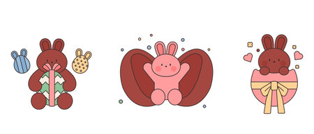 World Chocolate Day. Sweet chocolate and people. easter bunny and eggs.のイラスト素材